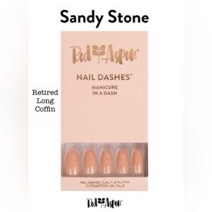 Red Aspen Nail Dashes in Sandy Stone. Long Coffin style, NIB